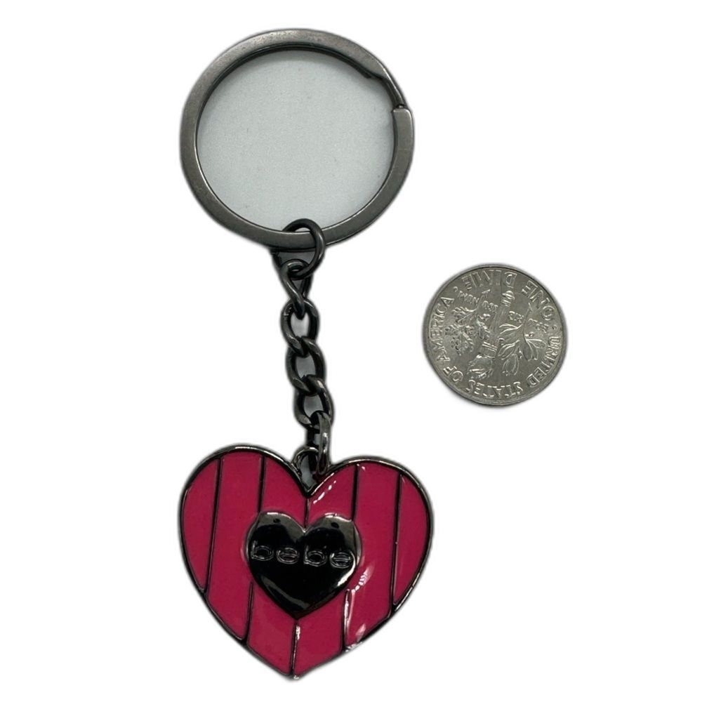 BEBE BAG CHARM Key Chain Heart Logo Keychain NWOT